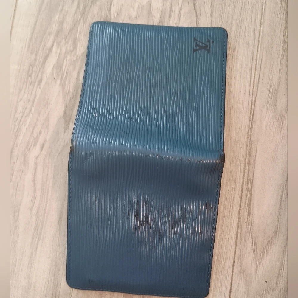 Louis Vuitton M60613 Bifold Wallet Epi Marco Men'S Blue Celest Initialis